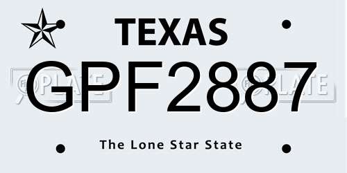 GPF2887 Texas License Plate