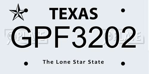 GPF3202 Texas License Plate