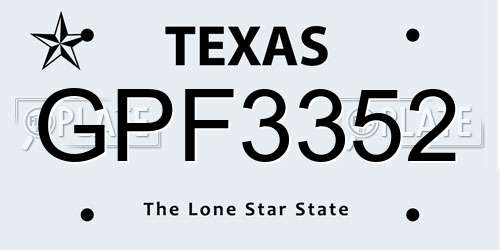GPF3352 Texas License Plate
