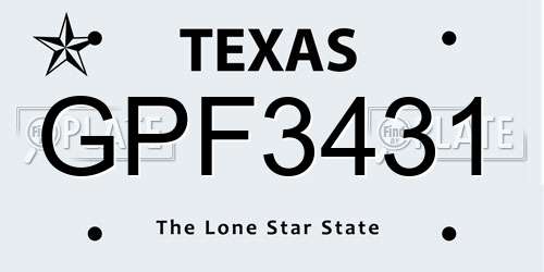 GPF3431 Texas License Plate