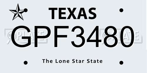 GPF3480 Texas License Plate