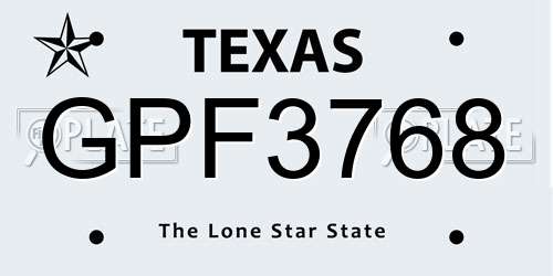 GPF3768 Texas License Plate