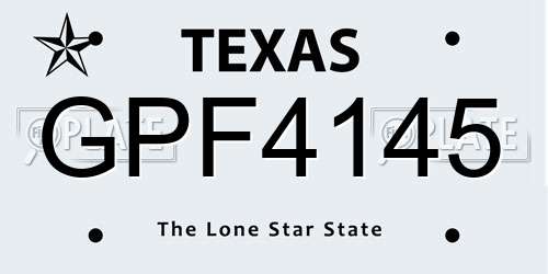 GPF4145 Texas License Plate