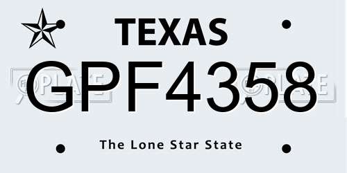 GPF4358 Texas License Plate