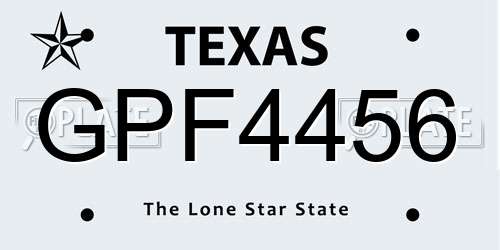 GPF4456 Texas License Plate