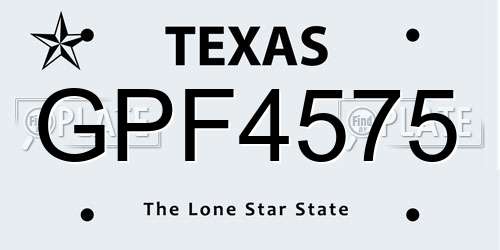 GPF4575 Texas License Plate