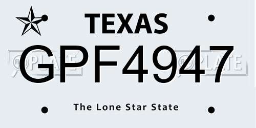 GPF4947 Texas License Plate