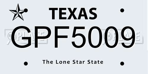 GPF5009 Texas License Plate