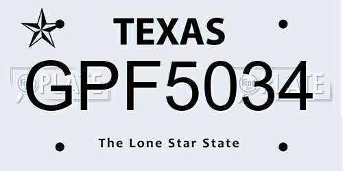 GPF5034 Texas License Plate