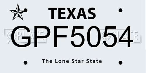 GPF5054 Texas License Plate