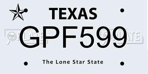 GPF599 Texas License Plate