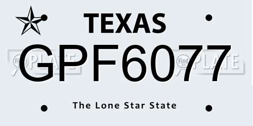 GPF6077 Texas License Plate