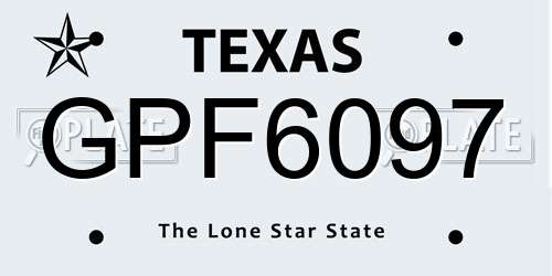 GPF6097 Texas License Plate