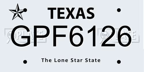 GPF6126 Texas License Plate