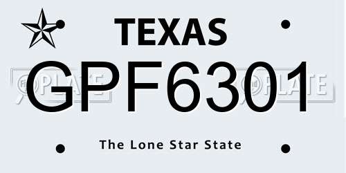 GPF6301 Texas License Plate