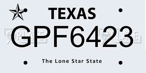 GPF6423 Texas License Plate