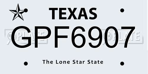GPF6907 Texas License Plate