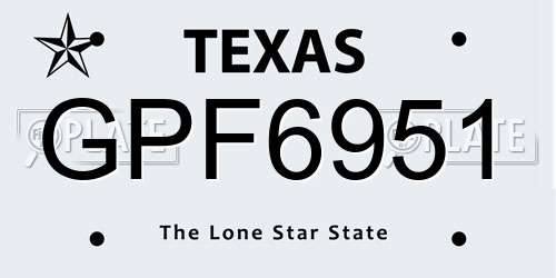 GPF6951 Texas License Plate