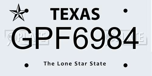 GPF6984 Texas License Plate