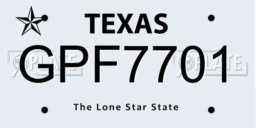 GPF7701 Texas License Plate