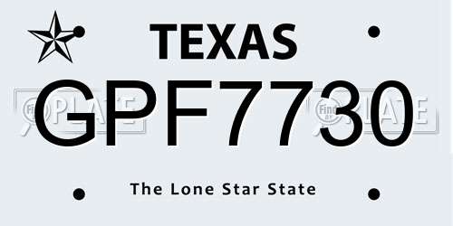 GPF7730 Texas License Plate