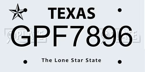 GPF7896 Texas License Plate