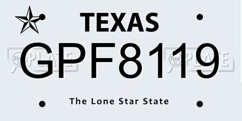 GPF8119 Texas License Plate