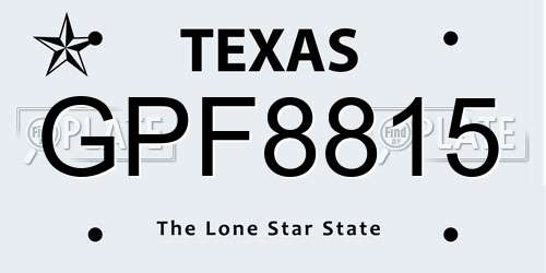 GPF8815 Texas License Plate