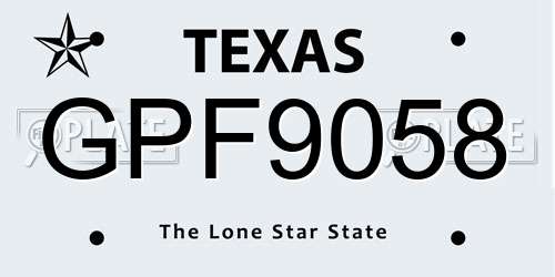 GPF9058 Texas License Plate