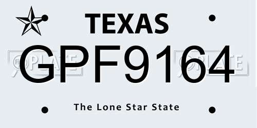 GPF9164 Texas License Plate