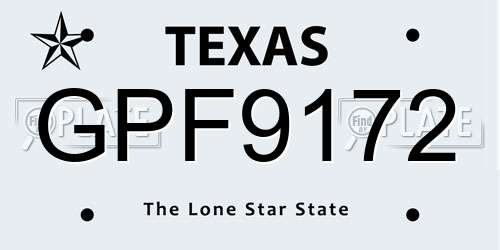 GPF9172 Texas License Plate