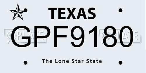 GPF9180 Texas License Plate