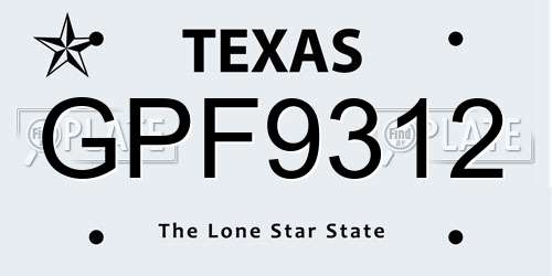 GPF9312 Texas License Plate