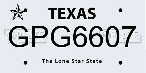 GPG6607 Texas License Plate
