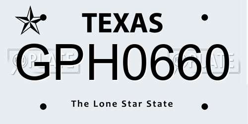GPH0660 Texas License Plate