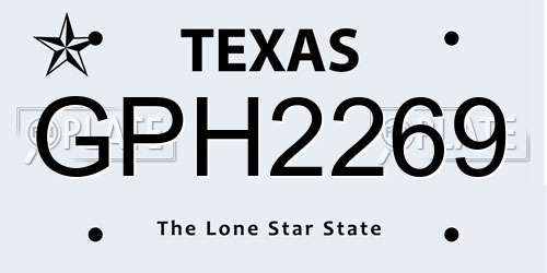 GPH2269 Texas License Plate