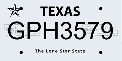 GPH3579 Texas License Plate