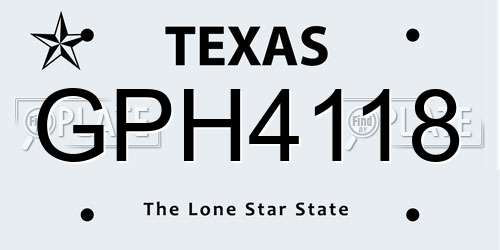 GPH4118 Texas License Plate