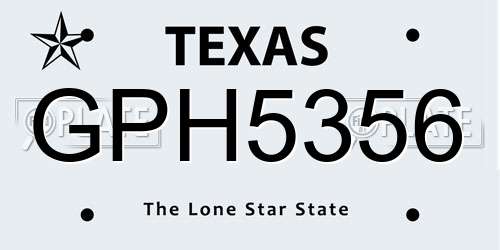 GPH5356 Texas License Plate