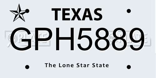 GPH5889 Texas License Plate