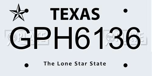 GPH6136 Texas License Plate
