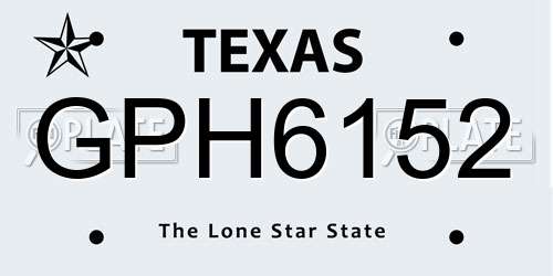 GPH6152 Texas License Plate