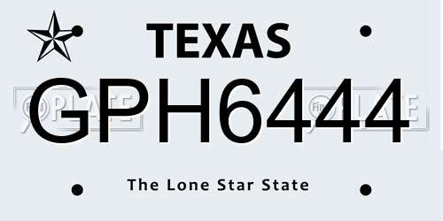 GPH6444 Texas License Plate
