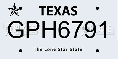 GPH6791 Texas License Plate
