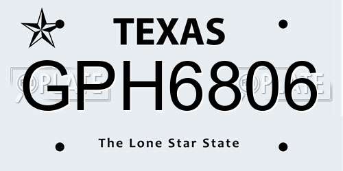 GPH6806 Texas License Plate
