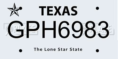 GPH6983 Texas License Plate