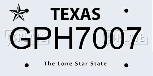 GPH7007 Texas License Plate