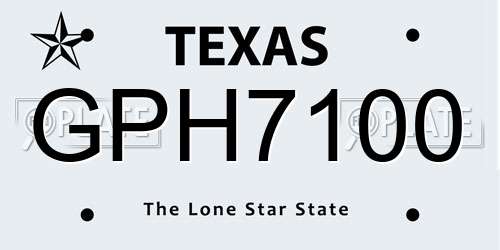 GPH7100 Texas License Plate
