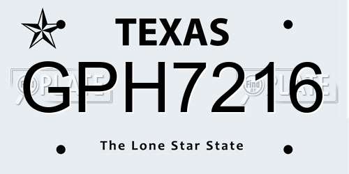 GPH7216 Texas License Plate