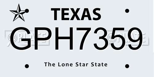GPH7359 Texas License Plate